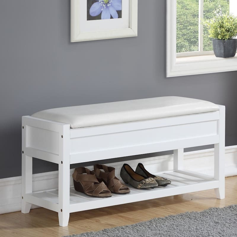 Porch & Den Humes Storage Shoe Bench - White