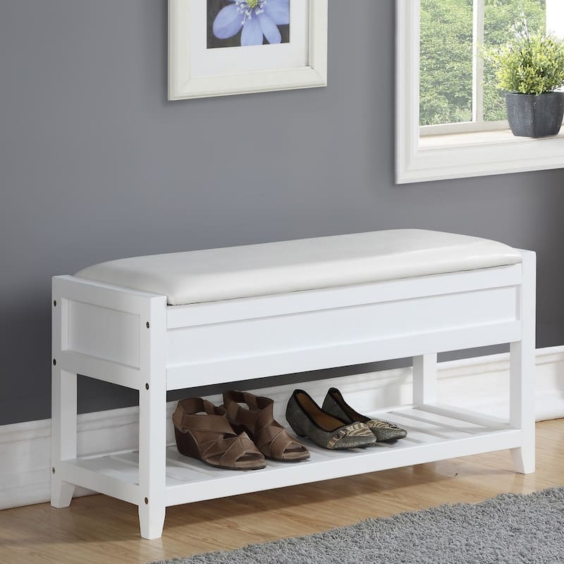 Roundhill Furniture Porch & Den Humes Storage Shoe Bench - White
