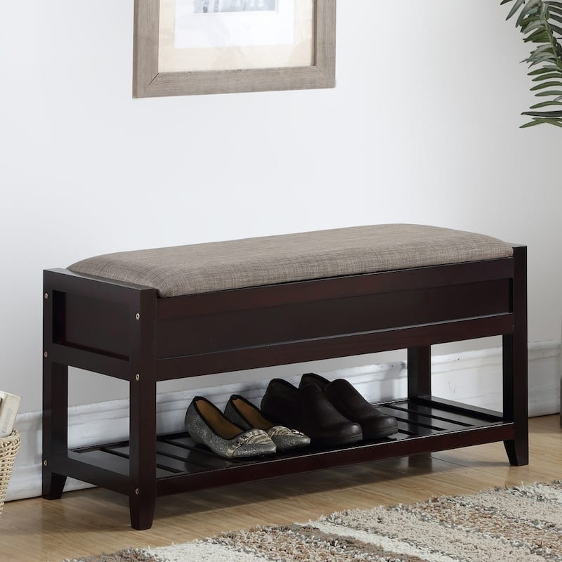Porch & Den Humes Storage Shoe Bench - Espresso