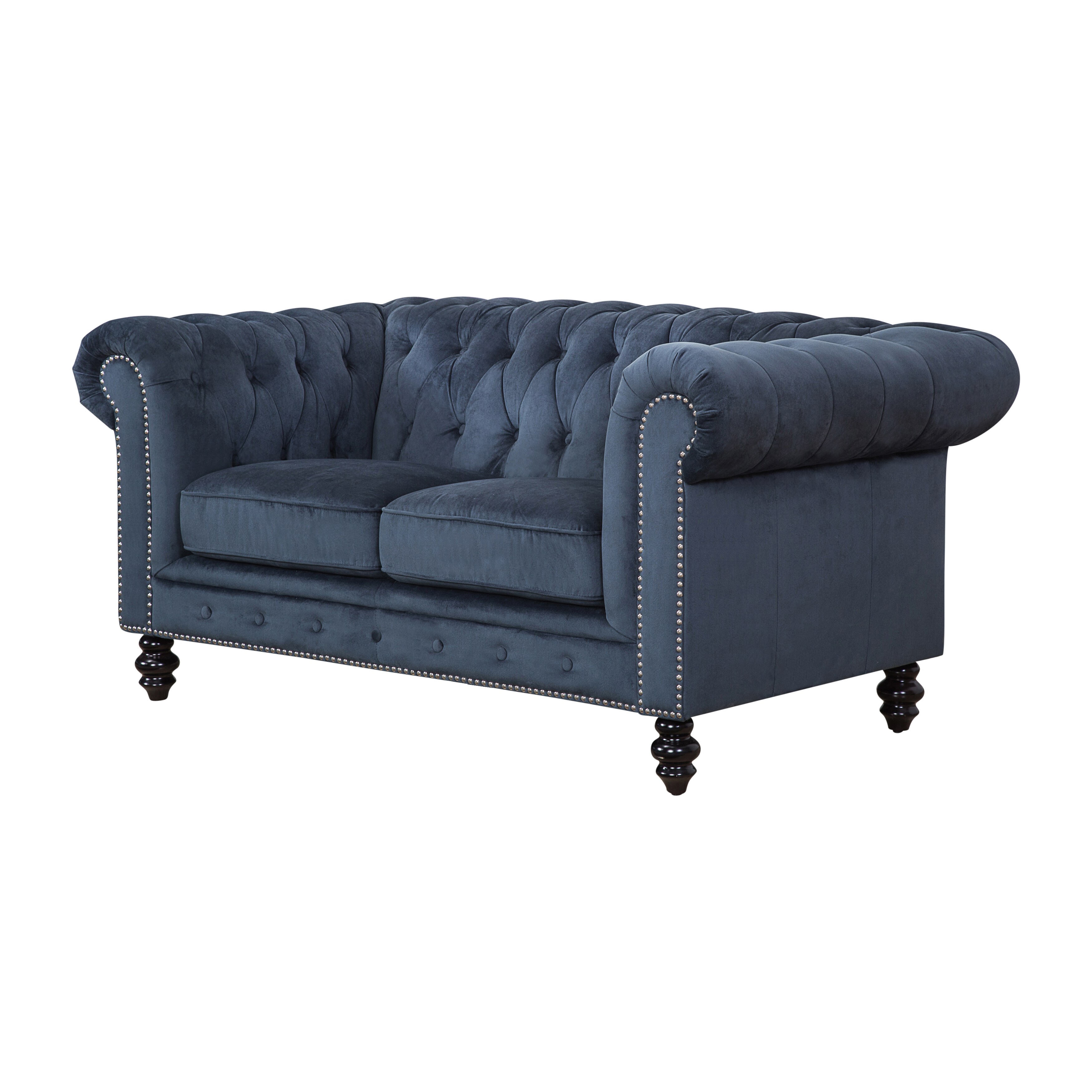 Abbyson Grand Chesterfield Grey Velvet Loveseat | eBay
