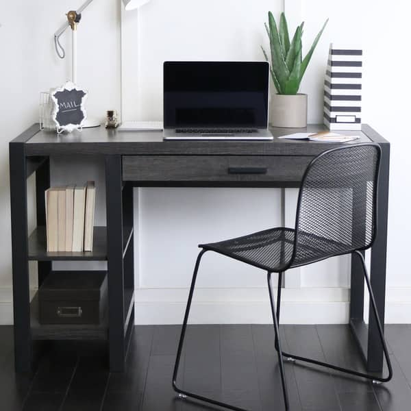 Shop Carbon Loft Nesmith Charcoal Wood And Metal 48 Inch Computer