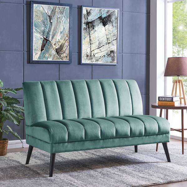 Shop Carson Carrington Abytorp Turquoise Blue Velvet Armless