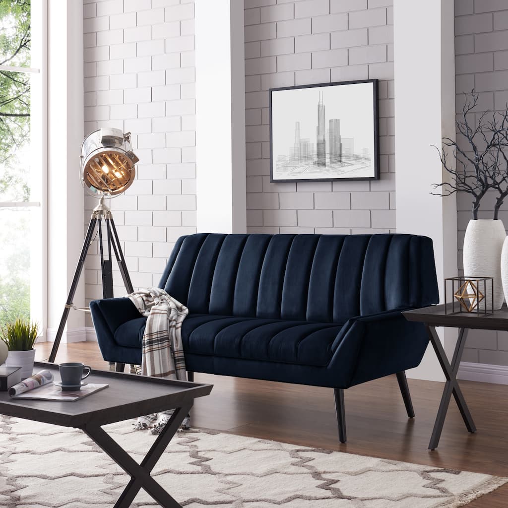 Carson Carrington Abytorp Navy Blue Velvet Sofa