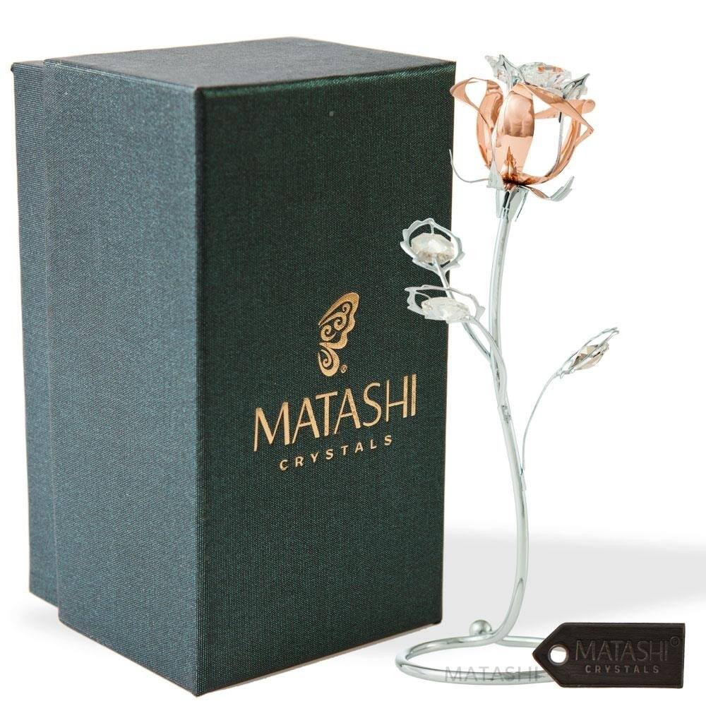 Rose Flower Tabletop Ornament w/Clear Matashi Crystals