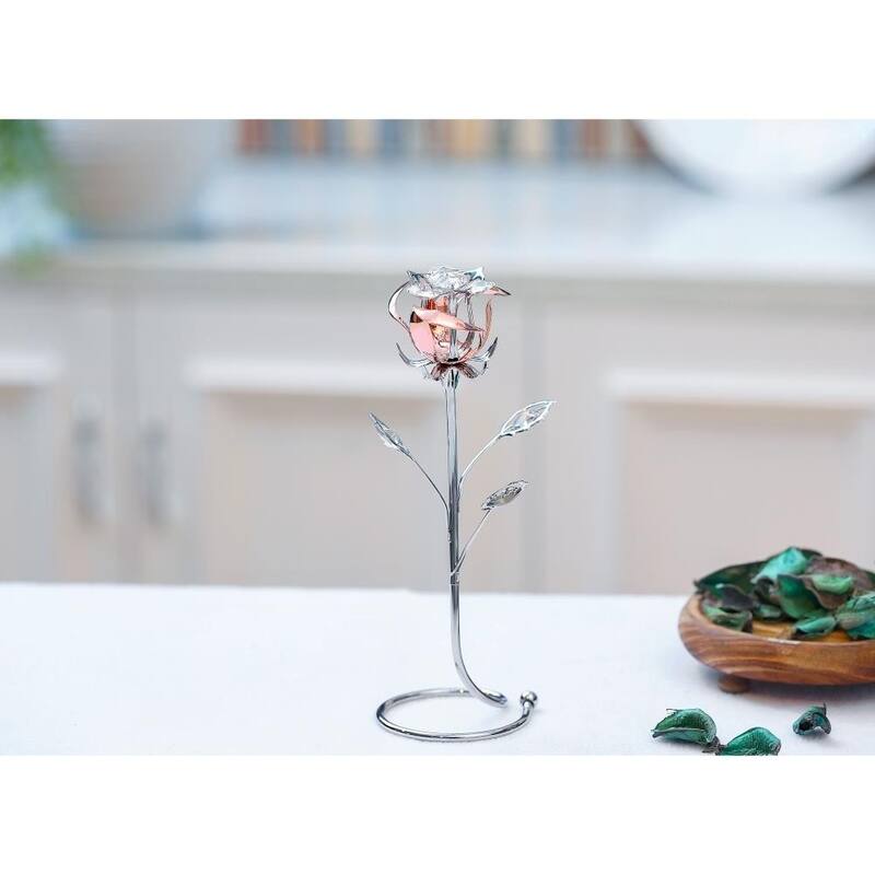 Rose Flower Tabletop Ornament w/Clear Matashi Crystals