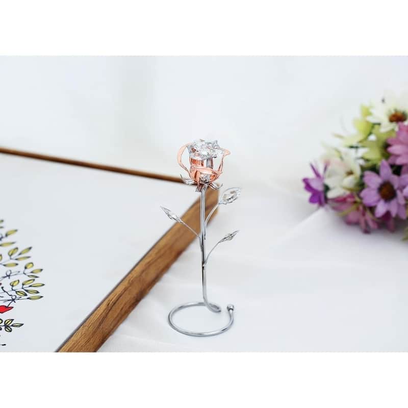 Rose Flower Tabletop Ornament w/Clear Matashi Crystals