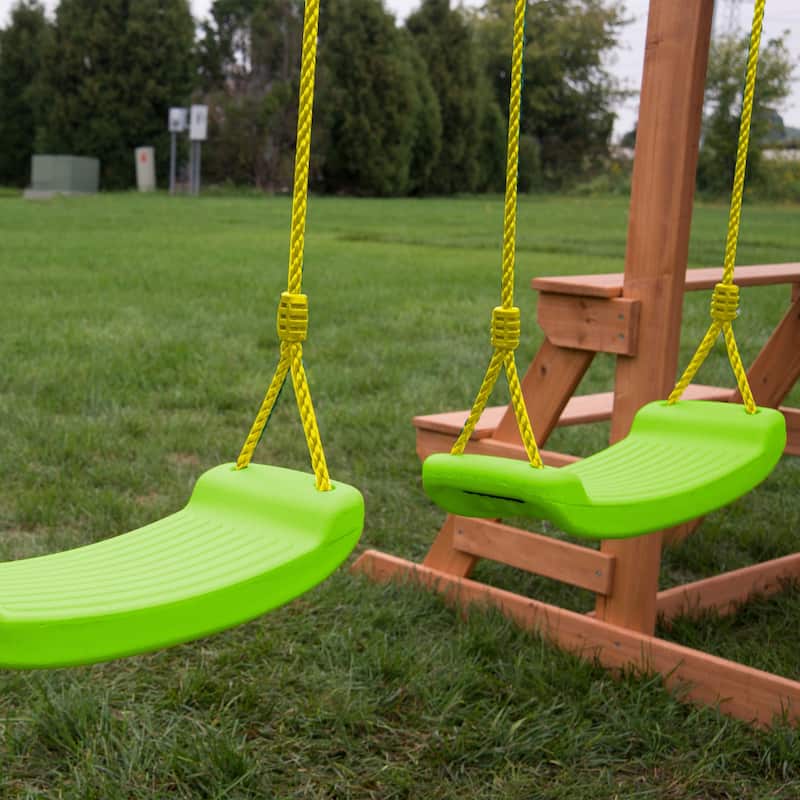 Swing-N-Slide Contoured Swing Seat - Green with Yellow Rope - 17" L x 6.5" W x 4" H