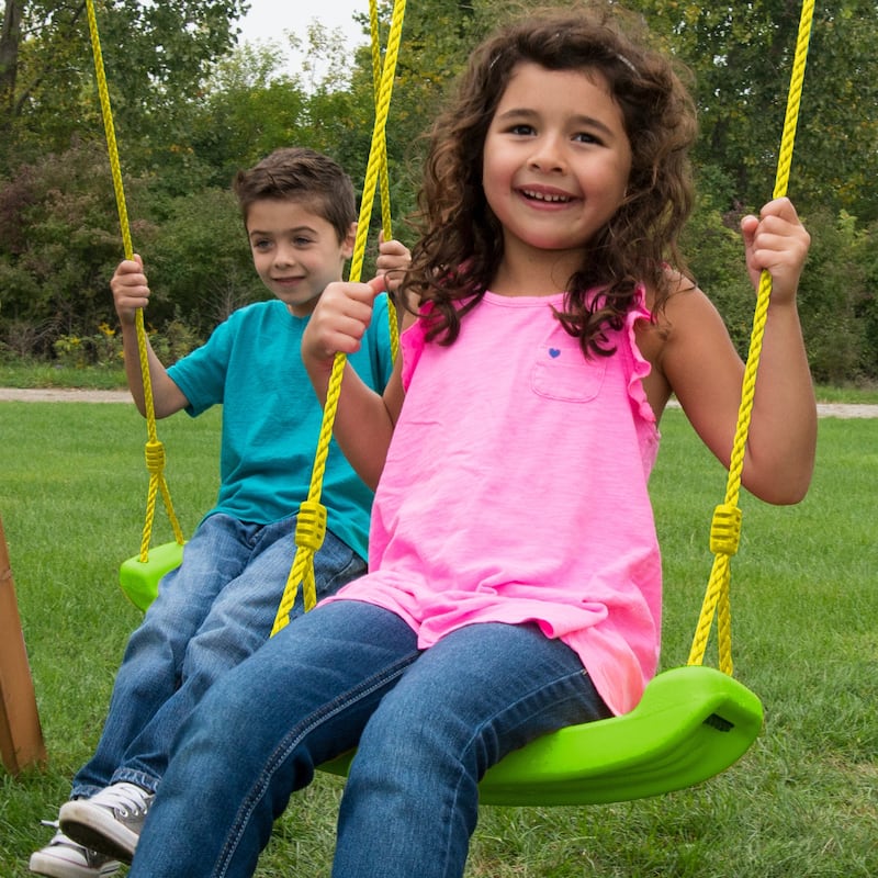 Swing-N-Slide Contoured Swing Seat - Green with Yellow Rope - 17" L x 6.5" W x 4" H