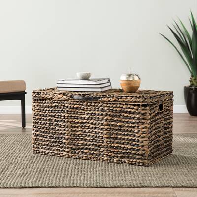SEI Furniture Baux Water Hyacinth Cocktail Storage Trunk Table