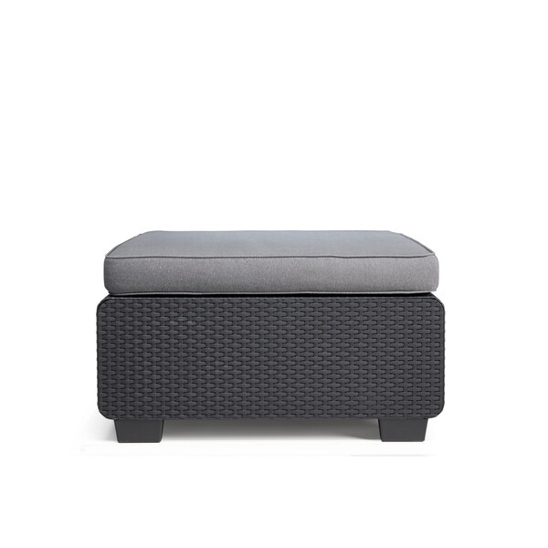 Keter Salta All-Weather Outdoor Patio Ottoman with Sunbrella Cushion