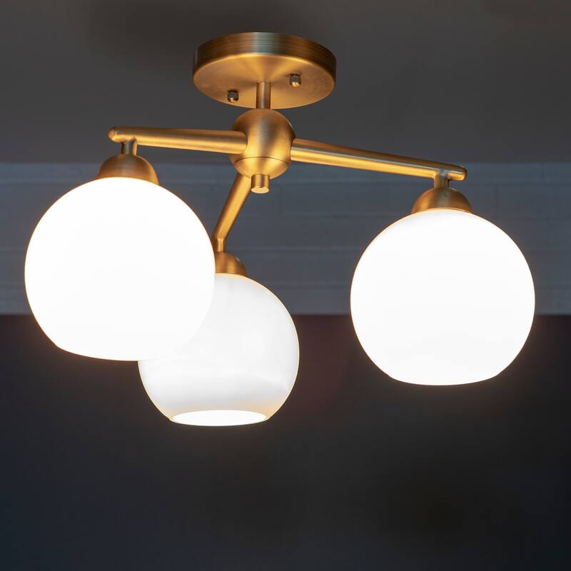 Carson Carrington Torshavn Glass 3-light Semi-flush Lighting Fixture