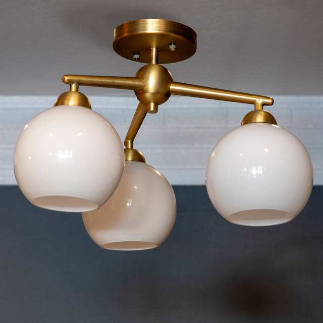Carson Carrington Torshavn Glass 3-light Semi-flush Lighting Fixture