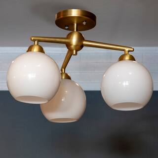 Buy Brass Finish, Mid-Century Modern Flush Mount Lighting ...