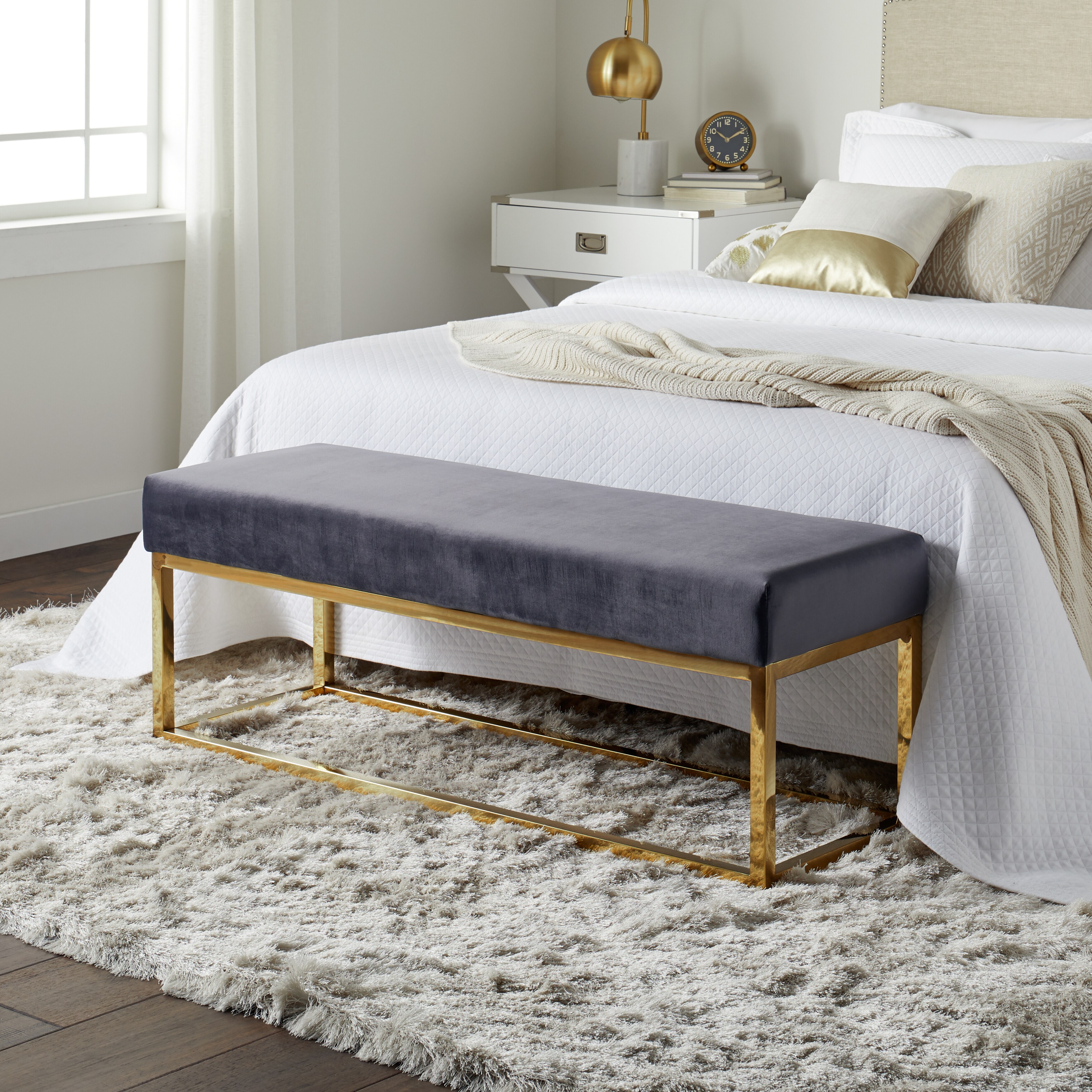 Abbyson Alcott Velvet Rectangle Bench 23126184 Abbyson Alcott Velvet Rectangle Bench