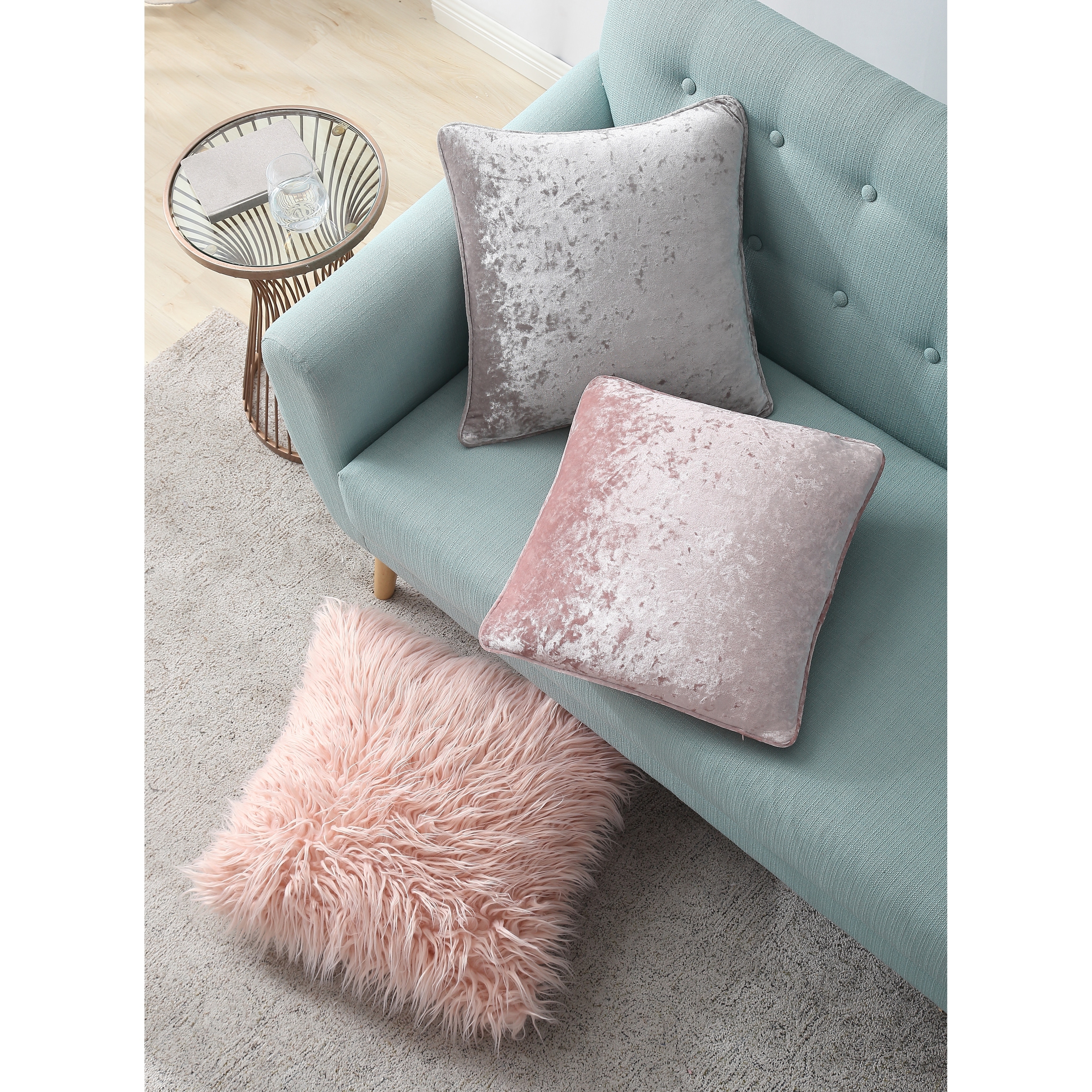 Asher Home Emma Pink Velvet 18 Inch Throw Pillow Cover Asher Home Emma Pink Velvet 18 Inch Throw Pillow Cover