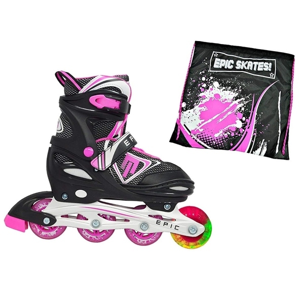 New Bundle with Skate Bag Epic Pink Cotton Candy Quad Roller Skates 3 Pc 