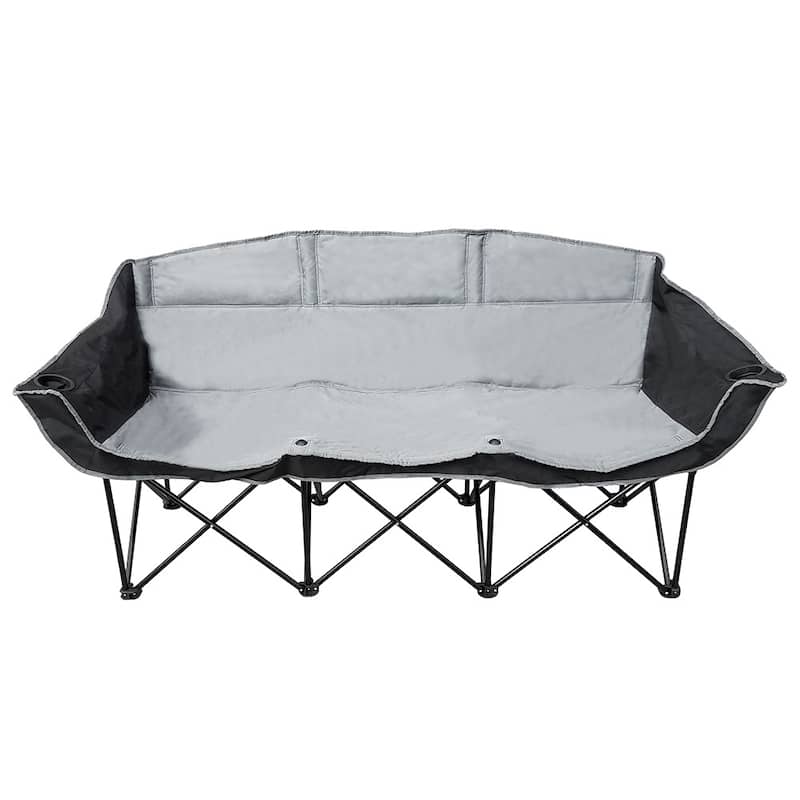 GoTEAM 3 Seat Portable Folding Bench/Couch - 3 seat bench - Black/Gray