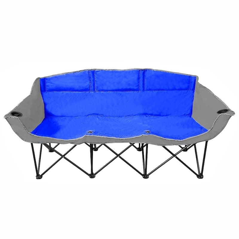 GoTEAM 3 Seat Portable Folding Bench/Couch - 3 seat bench - Blue/Gray