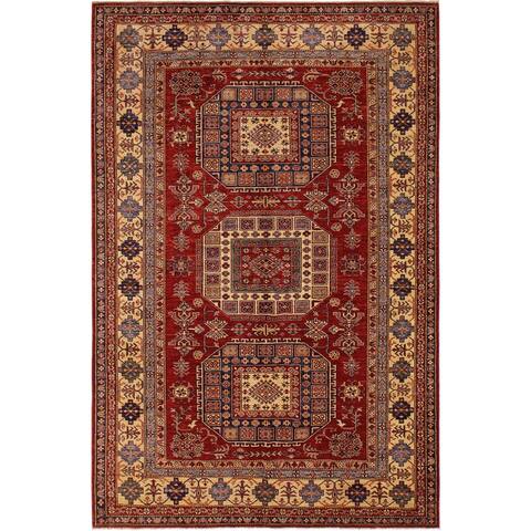 Super Kazak Chester Red/Lt. Gold Wool Rug (6'8 x 9'11) - 6 ft. 8 in. x 9 ft. 11 in. - 6 ft. 8 in. x 9 ft. 11 in.