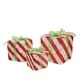 Set Of 3 Red And White Striped Gift Box Outdoor Christmas Decor - 15 