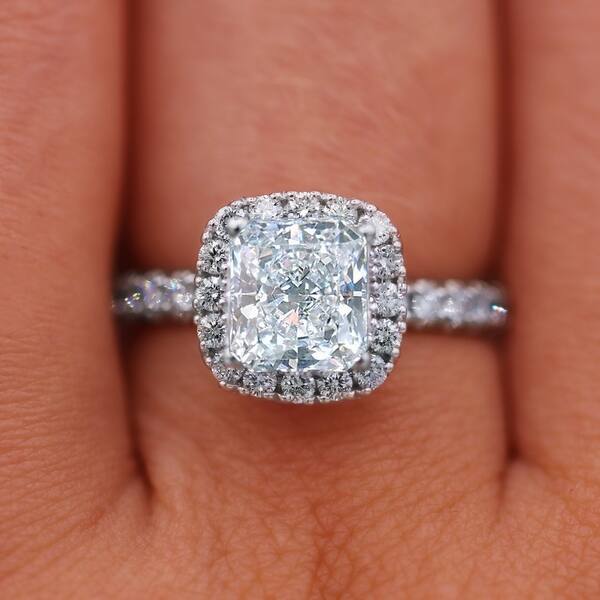 Shop 18kt White Gold 2 68 Carat Cushion Cut Diamond Engagement
