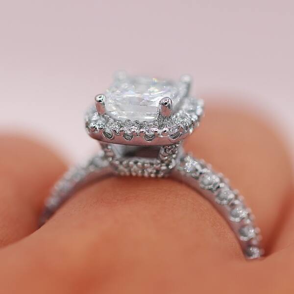Shop 18kt White Gold 2 68 Carat Cushion Cut Diamond Engagement
