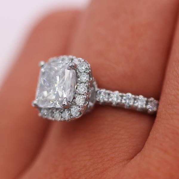 Shop 18kt White Gold 2 68 Carat Cushion Cut Diamond Engagement