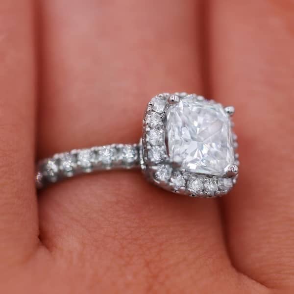 Shop 18kt White Gold 2 68 Carat Cushion Cut Diamond Engagement