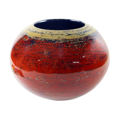 Handmade Cherry Dreams Lacquered Bamboo Pot (Thailand)