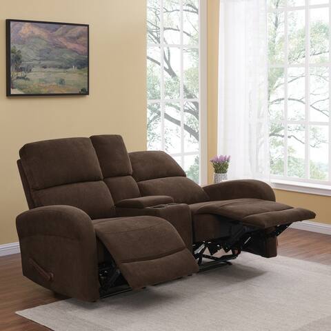 Copper Grove Herentals Brown Chenille 2-seat Recliner Loveseat with Power Storage Console