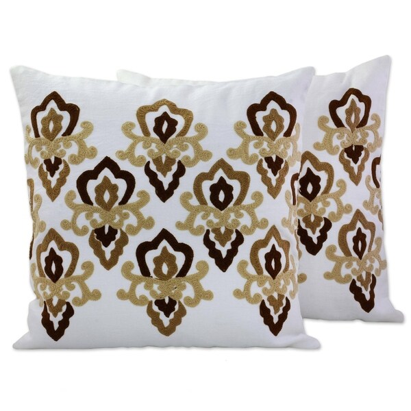 Handmade Cool Awakening Cotton/Acrylic Thread Cushion Cover Pair India