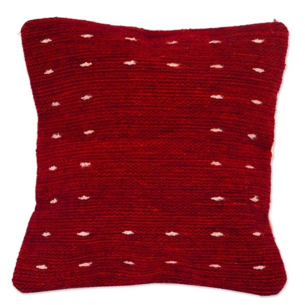 Dotted Passion In Red Wool With Cotton Back Cushion Cover