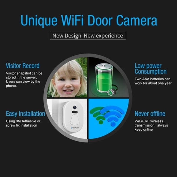 VSTARCAM D1 HD 720P Wireless Doorbell Smart Camera Viewer Home Security System