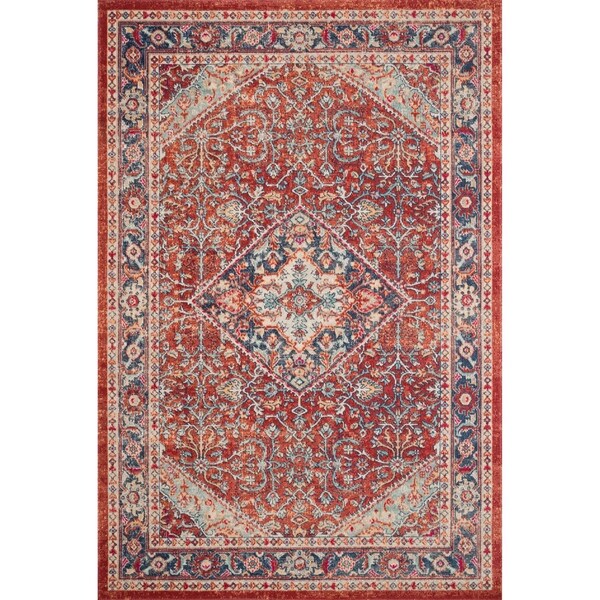 Shop Persianinspired Fire Red/ Blue Vintage Distressed Area Rug 1'11