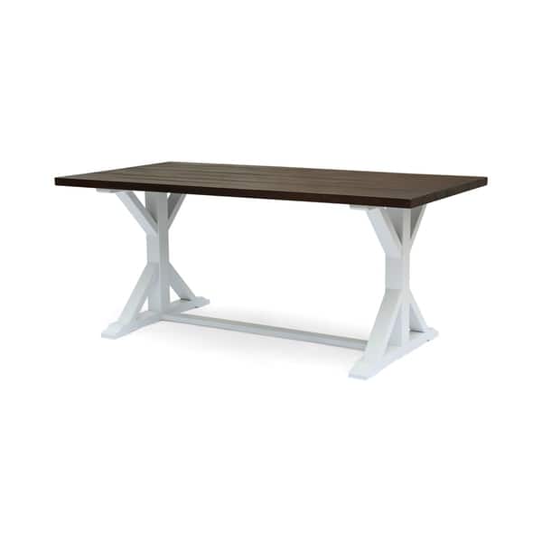 slide 2 of 7, Cassia Farmhouse Traditional Table Acacia Wood with Legs by Christopher Knight Home - dark brown + white dark brown + white