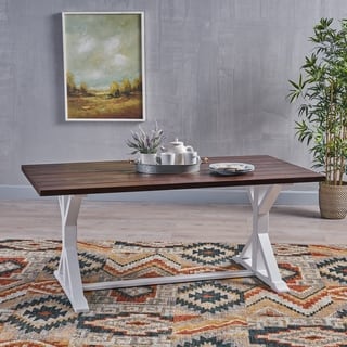 Traditional Kitchen Dining Room Tables Online At Cia Farmhouse Traditional Table Acacia Wood With Legs By Christopher Knight Home Dark Brown
