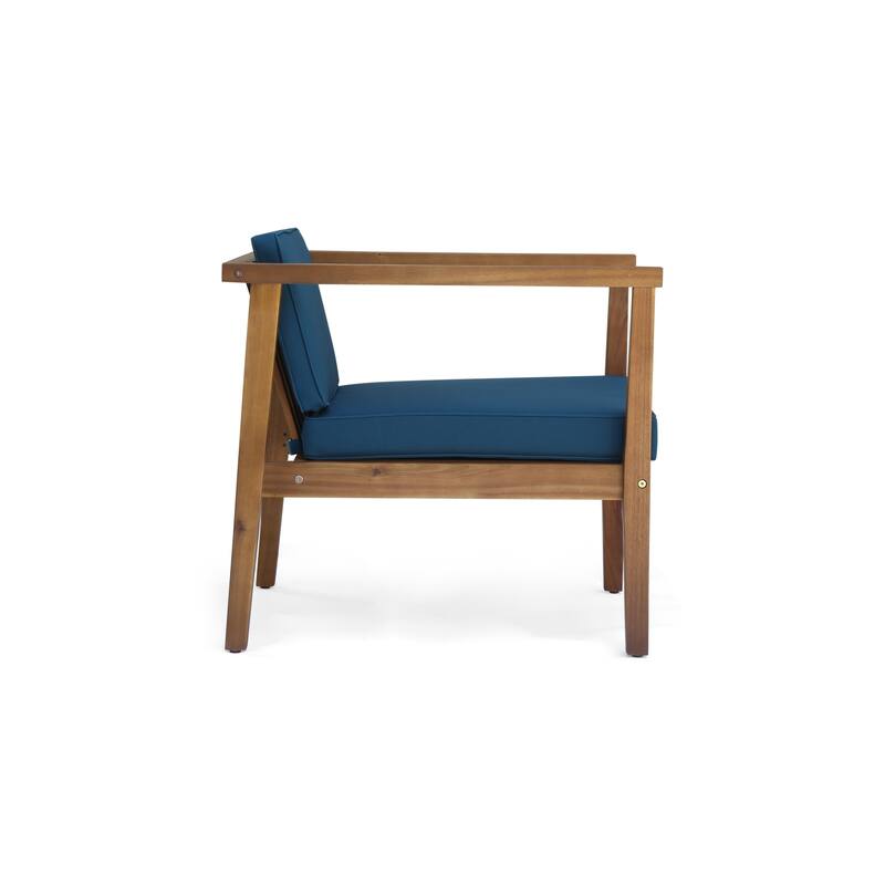 Newbury Outdoor Acacia Wood Club Chairs with Water-Resistant Cushions (Set of 4) by Christopher Knight Home