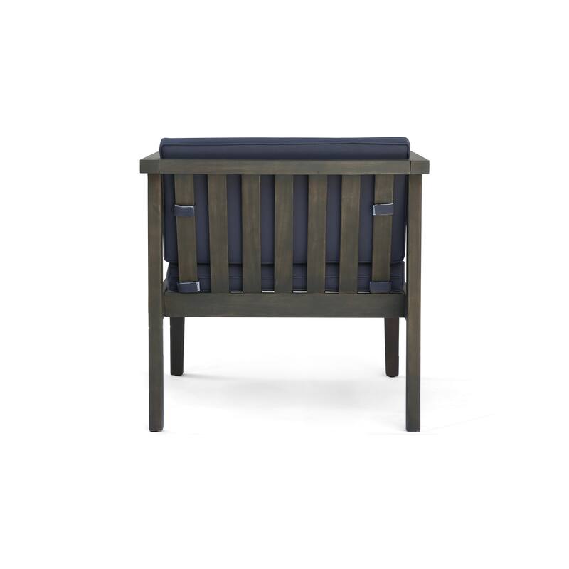Newbury Outdoor Acacia Wood Club Chairs with Water-Resistant Cushions (Set of 4) by Christopher Knight Home