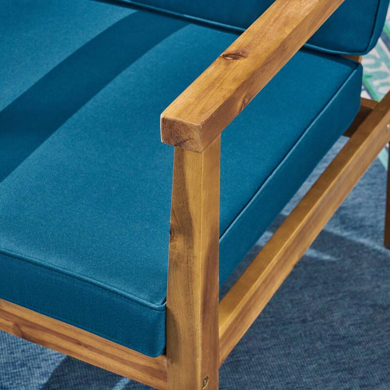 Newbury Outdoor Acacia Wood Club Chairs with Water-Resistant Cushions (Set of 4) by Christopher Knight Home
