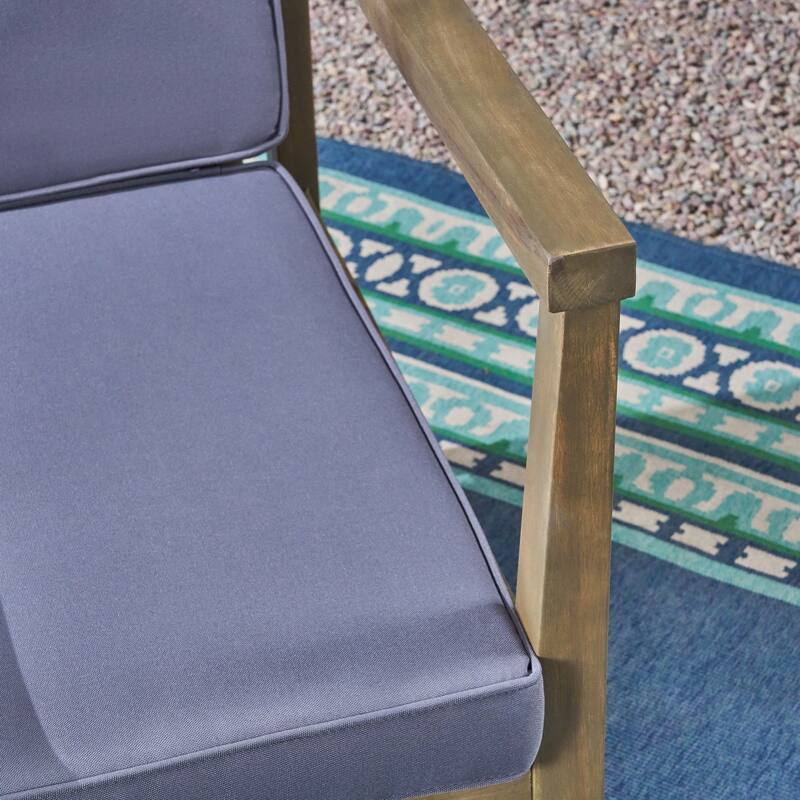 Newbury Outdoor Acacia Wood Club Chairs with Water-Resistant Cushions (Set of 4) by Christopher Knight Home