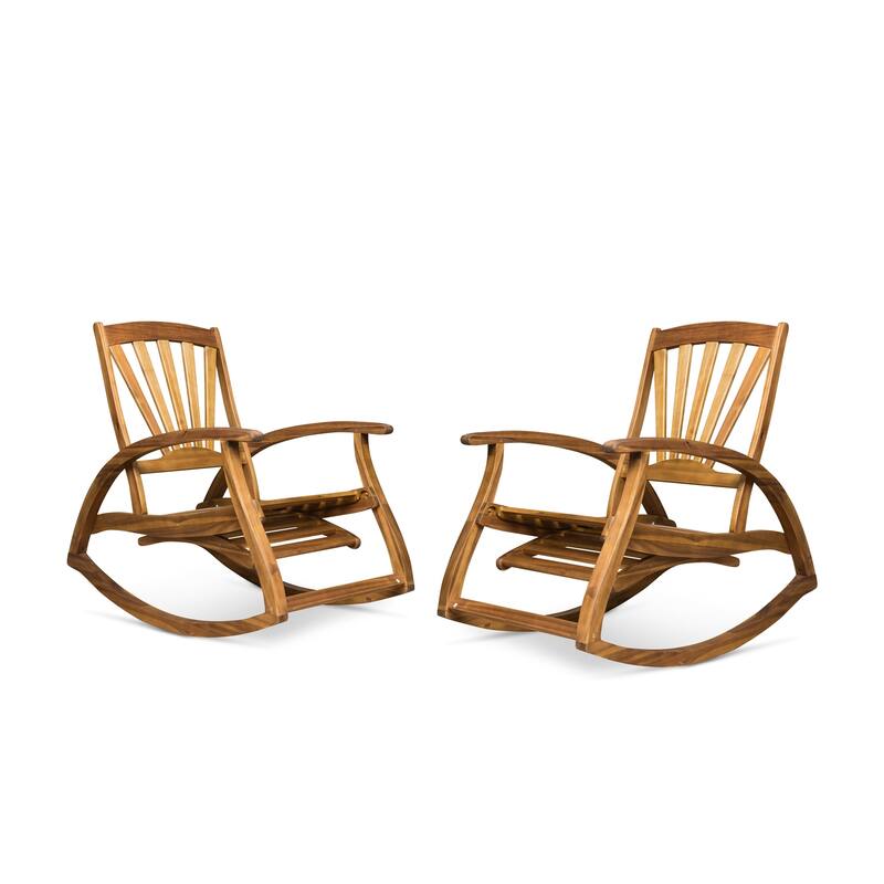 Sunview Outdoor Rustic Acacia Wood Recliner Rocking Chairs (Set of 2) by Christopher Knight Home