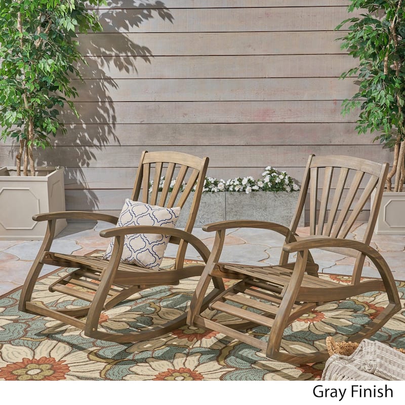 Sunview Outdoor Rustic Acacia Wood Recliner Rocking Chairs (Set of 2) by Christopher Knight Home