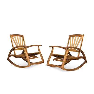 Sunview Outdoor Rustic Acacia Wood Recliner Rocking Chairs (Set of 2) by Christopher Knight Home