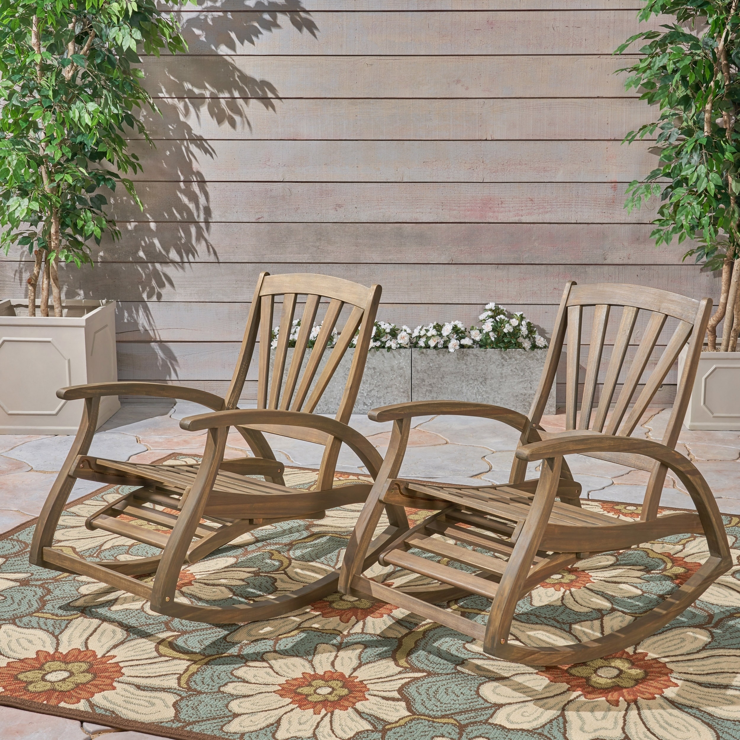 Sunview Outdoor Rustic Acacia Wood Recliner Rocking Chairs eBay