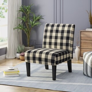 Christopher Knight Home Kassi Contemporary Fabric Slipper Accent Chair by  (black checkerboard + matte black)