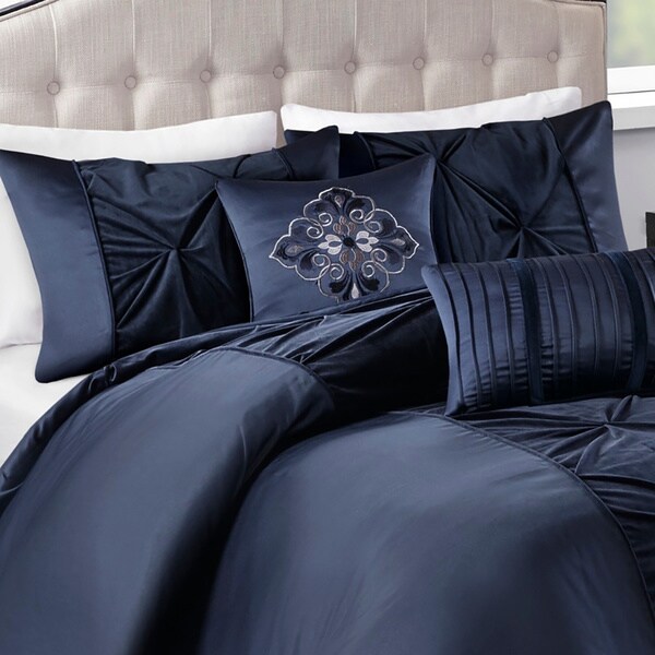 Madison Park Delora Faux Velvet 5 Piece Comforter Set 2-Color Option