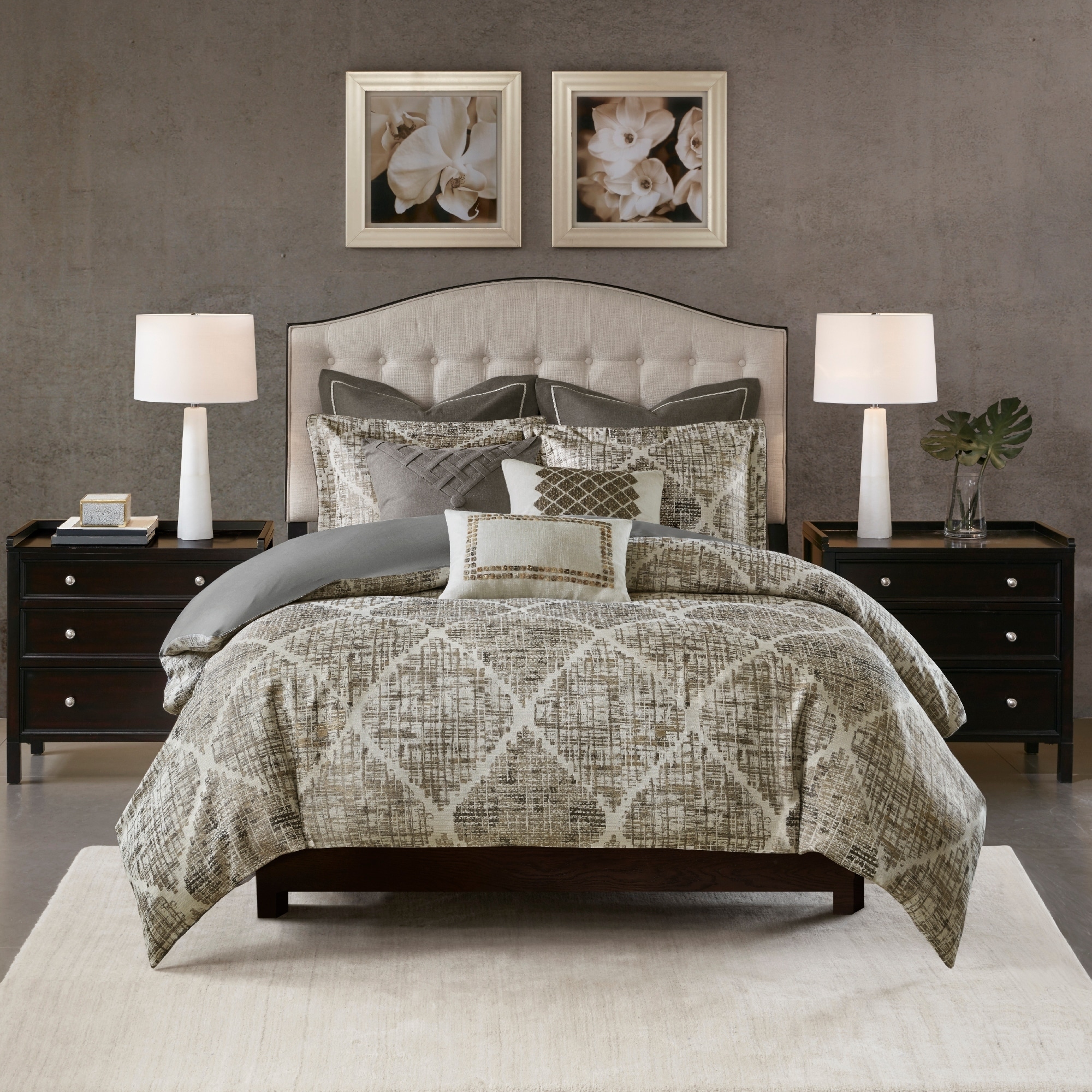 Shop Madison Park Signature Plateau Dark Gray Jacquard Comforter