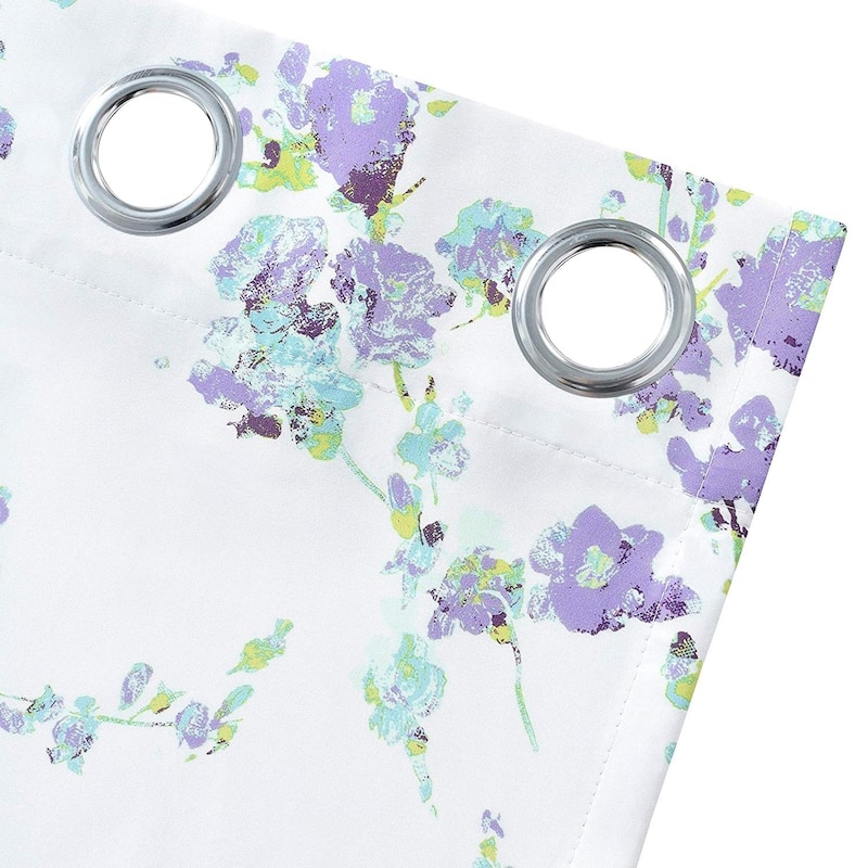 DriftAway Blossom Botanic Lined Thermal Insulated Blackout Grommet Window Curtain Panel Pair