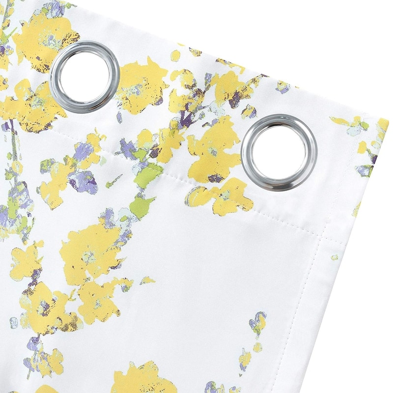 DriftAway Blossom Botanic Lined Thermal Insulated Blackout Grommet Window Curtain Panel Pair