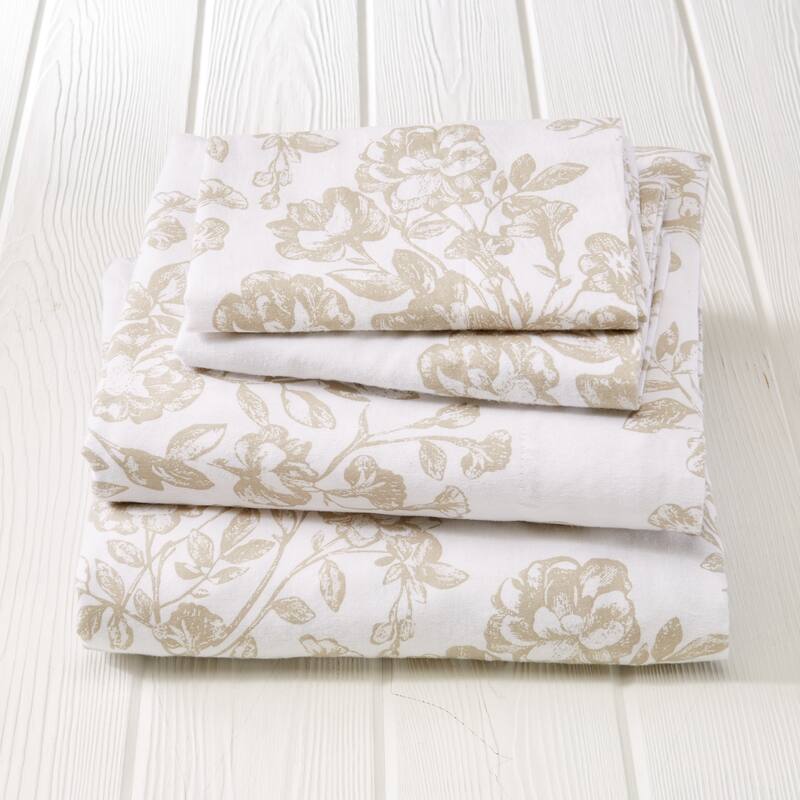 Great Bay Home Extra Soft 100% Turkish Cotton Flannel Printed Bed Sheet Set